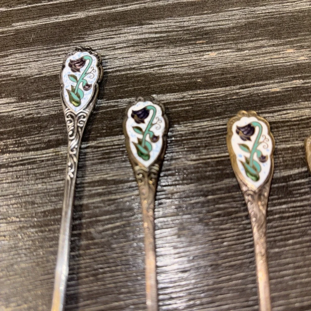 EPNS‎ Sweet-Pea set of 4 Silver plated Purple Flower